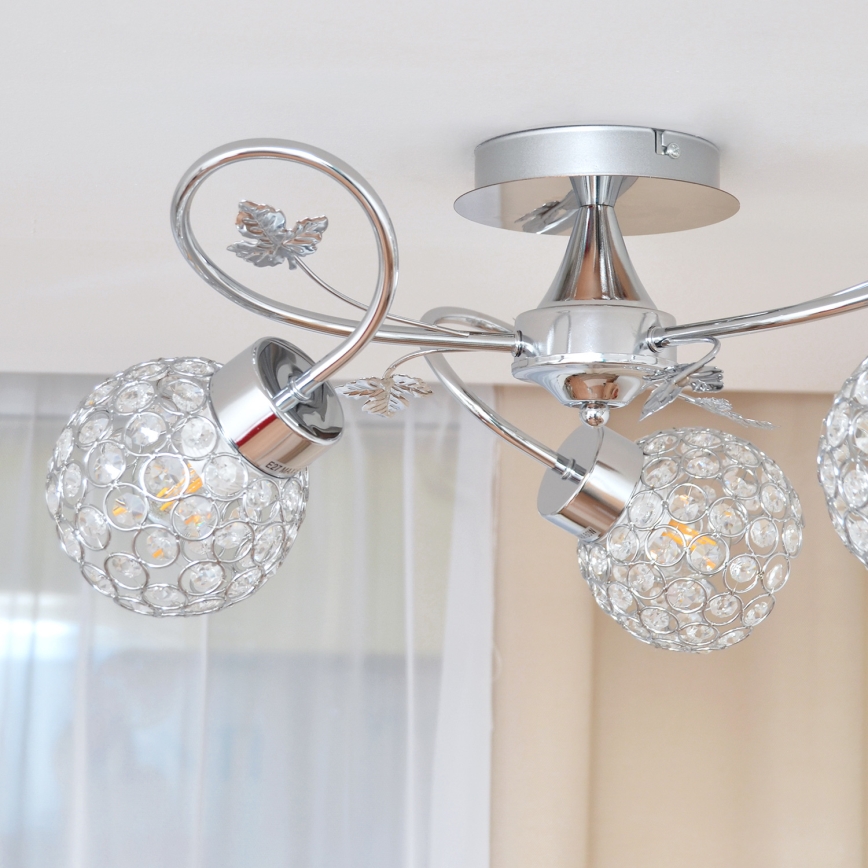 Plafonski luster SOPHIA 3xE27/15W/230V sjajni hrom/providno staklo