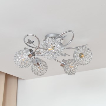 Plafonski luster SOPHIA 5xE27/15W/230V sjajni hrom/prozirno staklo