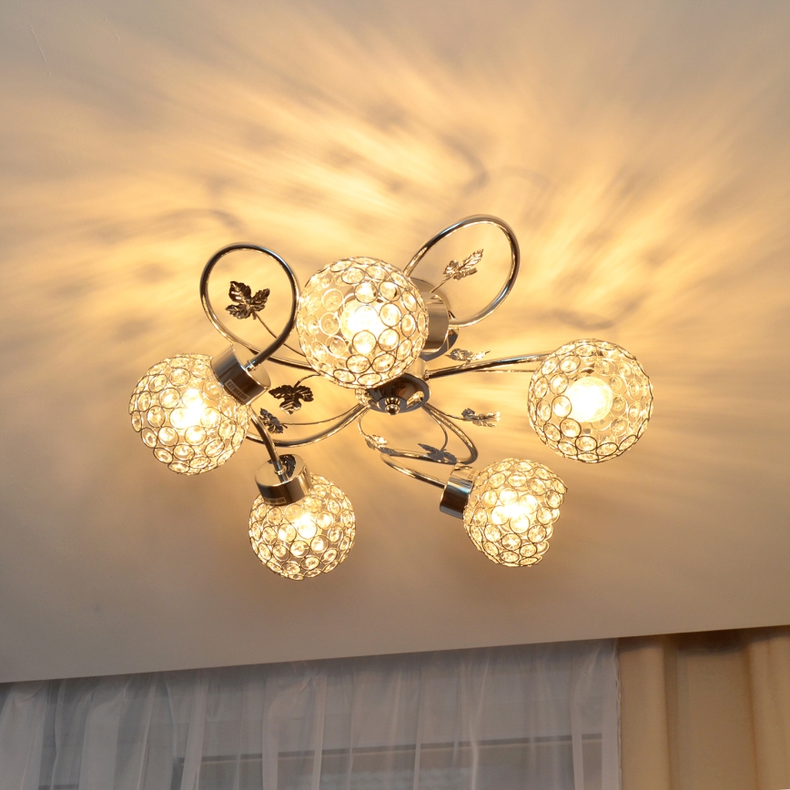 Plafonski luster SOPHIA 5xE27/15W/230V sjajni hrom/prozirno staklo