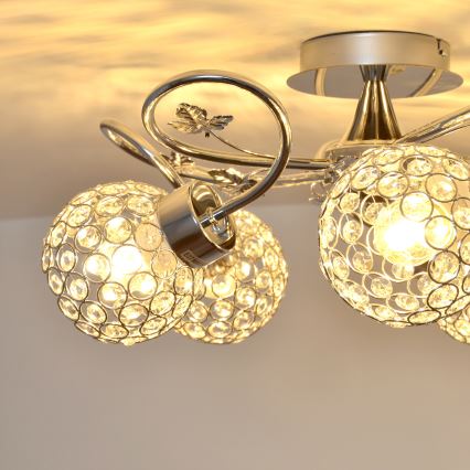 Plafonski luster SOPHIA 5xE27/15W/230V sjajni hrom/prozirno staklo