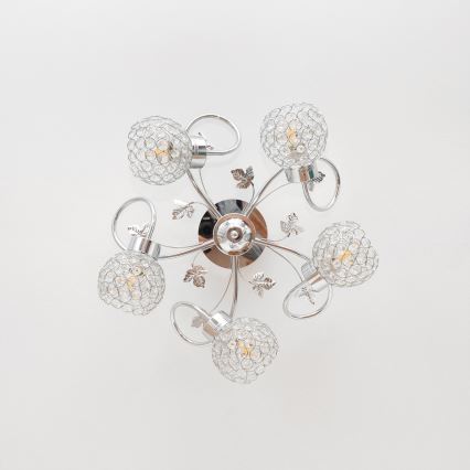 Plafonski luster SOPHIA 5xE27/15W/230V sjajni hrom/prozirno staklo