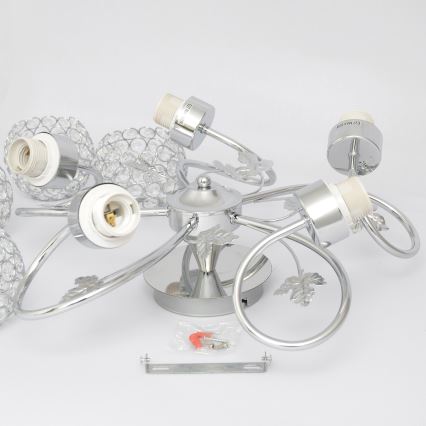 Plafonski luster SOPHIA 5xE27/15W/230V sjajni hrom/prozirno staklo