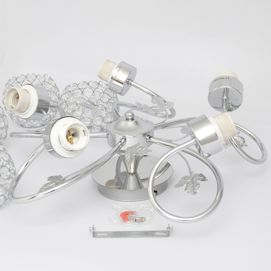 Plafonski luster SOPHIA 5xE27/15W/230V sjajni hrom/prozirno staklo