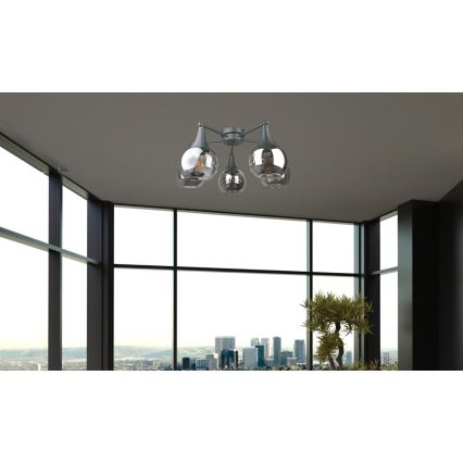 Plafonski luster STAR 5xE27/60W/230V crna/zadimljeno-crna