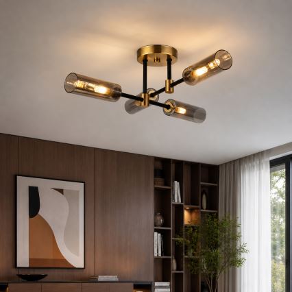 Plafonski luster TESSA 4xG9/5W/230V mesing/dimljeno crna