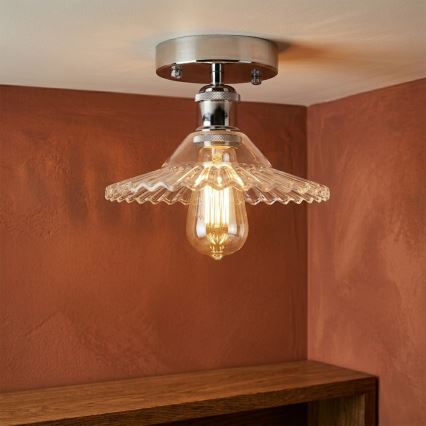 Plafonski luster TRISH 1xE27/15W/230V sjajni hrom/prozirno staklo
