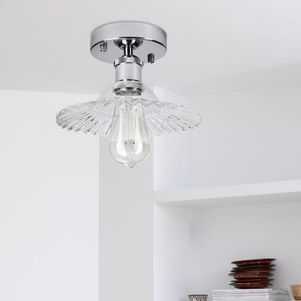 Plafonski luster TRISH 1xE27/15W/230V sjajni hrom/prozirno staklo