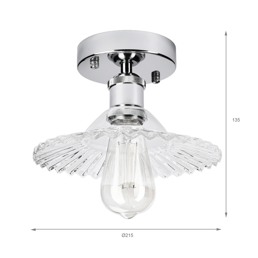 Plafonski luster TRISH 1xE27/15W/230V sjajni hrom/prozirno staklo