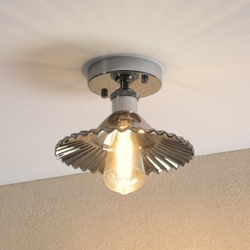 Plafonski luster TRISH 1xE27/15W/230V sjajni hrom/zadimljena crna