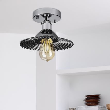 Plafonski luster TRISH 1xE27/15W/230V sjajni hrom/zadimljena crna