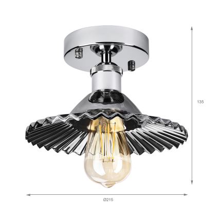 Plafonski luster TRISH 1xE27/15W/230V sjajni hrom/zadimljena crna