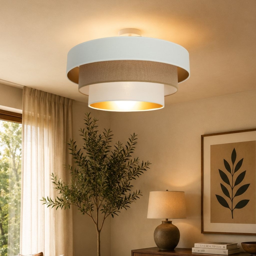 Plafonski luster WENTA 1xE27/60W/230V prečnik 50 cm bela/braon