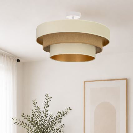 Plafonski luster WENTA 1xE27/60W/230V, prečnik 50 cm, bež/juta