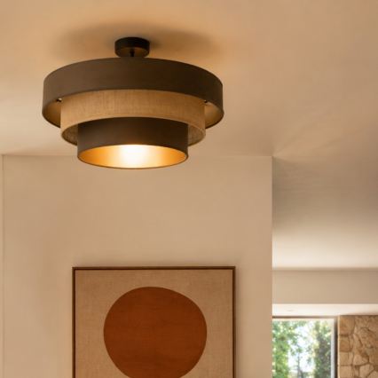 Plafonski luster WENTA 1xE27/60W/230V prečnik 50 cm braon/juta