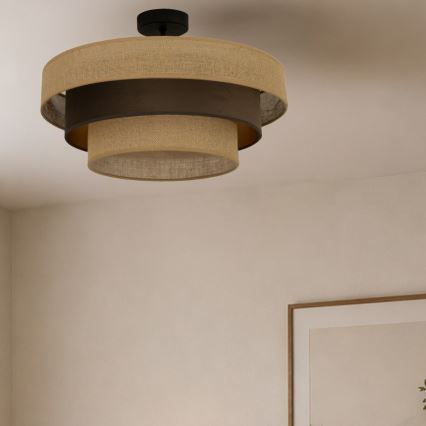 Plafonski luster WENTA 1xE27/60W/230V prečnik 50 cm juta/braon