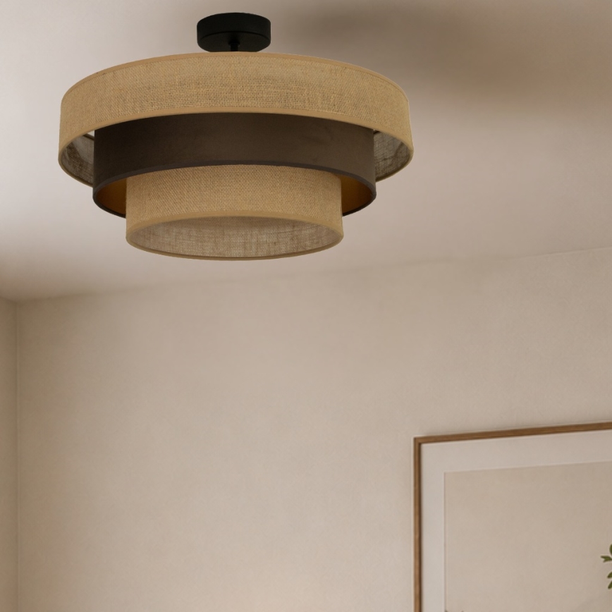 Plafonski luster WENTA 1xE27/60W/230V prečnik 50 cm juta/braon