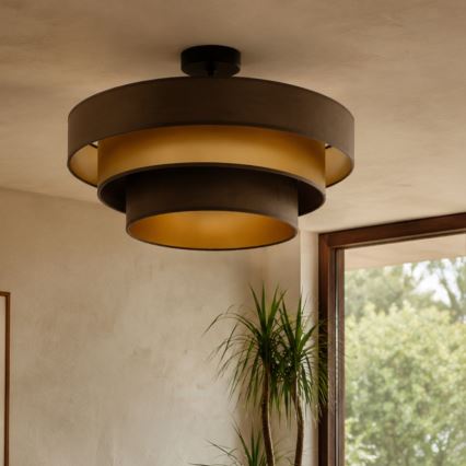 Plafonski luster WENTA 1xE27/60W/230V Ø 50 cm braon/zlatna