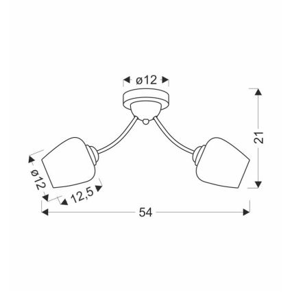 Plafonski luster ZINA 2xE27/40W/230V mesing/bela