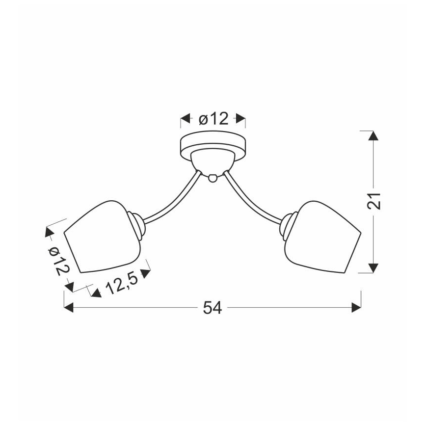 Plafonski luster ZINA 2xE27/40W/230V mesing/bela