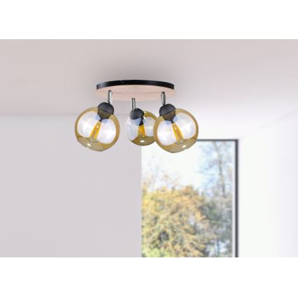 Plafonsko spot svetlo THEA WOOD, 3x E27, maks. 60 W, 230 V, prečnik 30 cm