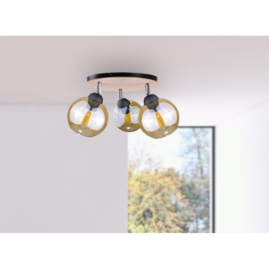 Plafonsko spot svetlo THEA WOOD, 3x E27, maks. 60 W, 230 V, prečnik 30 cm