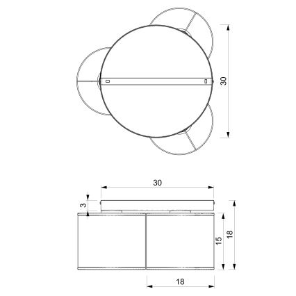Plafonsko svetlo ARDEN 3xE27/15W/230V, prečnik 30 cm, bež/braon