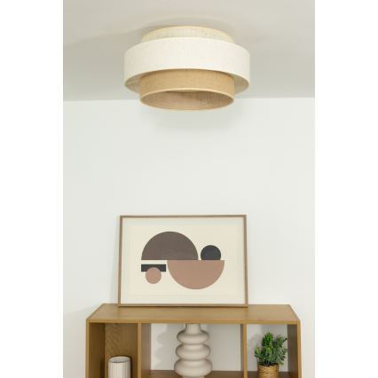 Plafonsko svetlo BOHO 1xE27/60W/230V fi 40 cm bela/juta