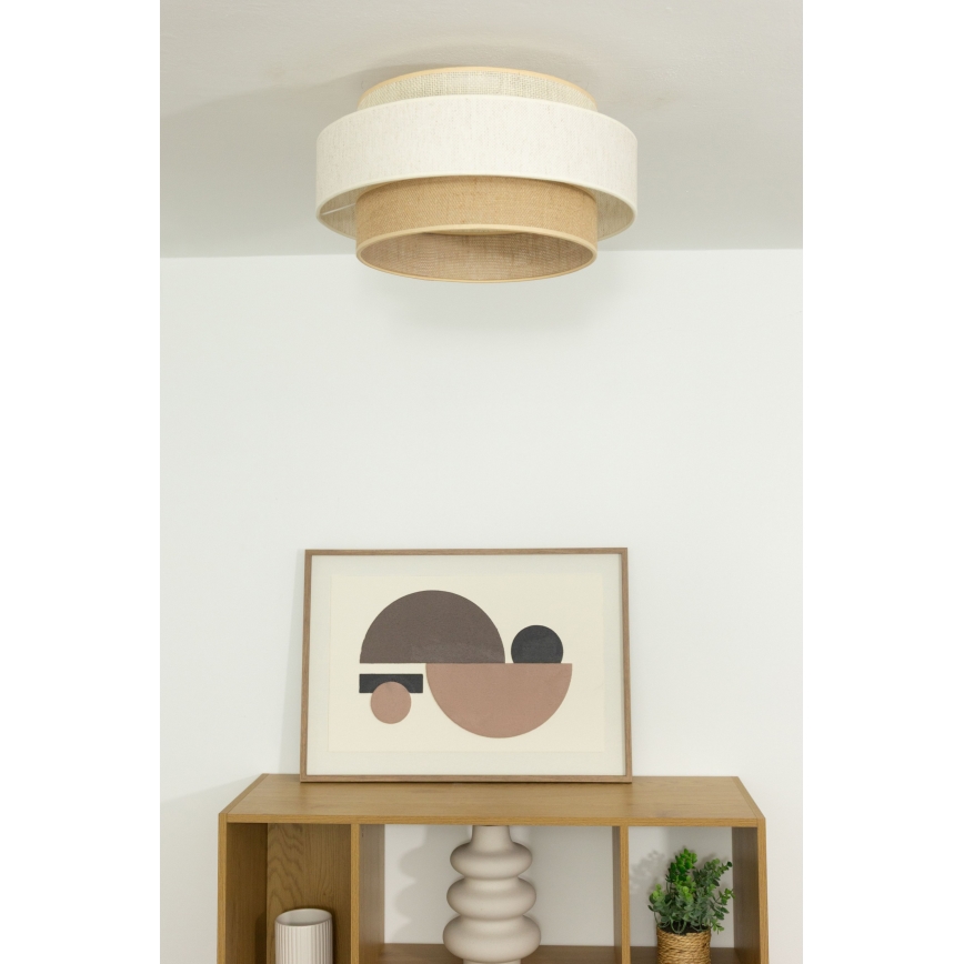 Plafonsko svetlo BOHO 1xE27/60W/230V fi 40 cm bela/juta