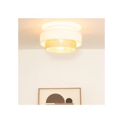 Plafonsko svetlo BOHO 1xE27/60W/230V fi 40 cm bela/juta
