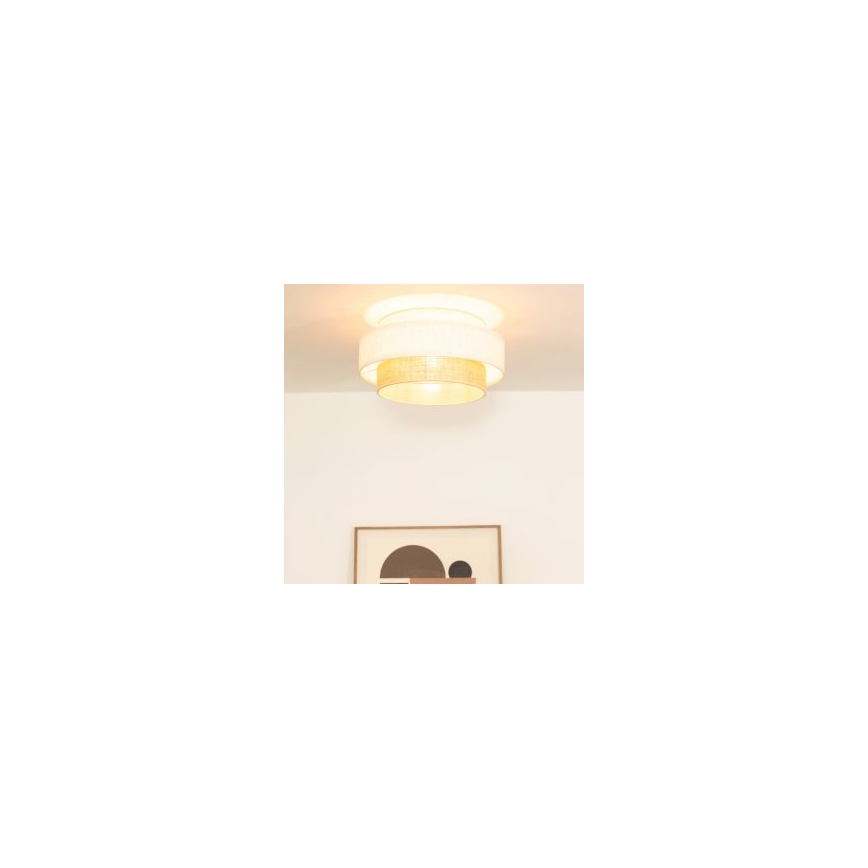 Plafonsko svetlo BOHO 1xE27/60W/230V fi 40 cm bela/juta