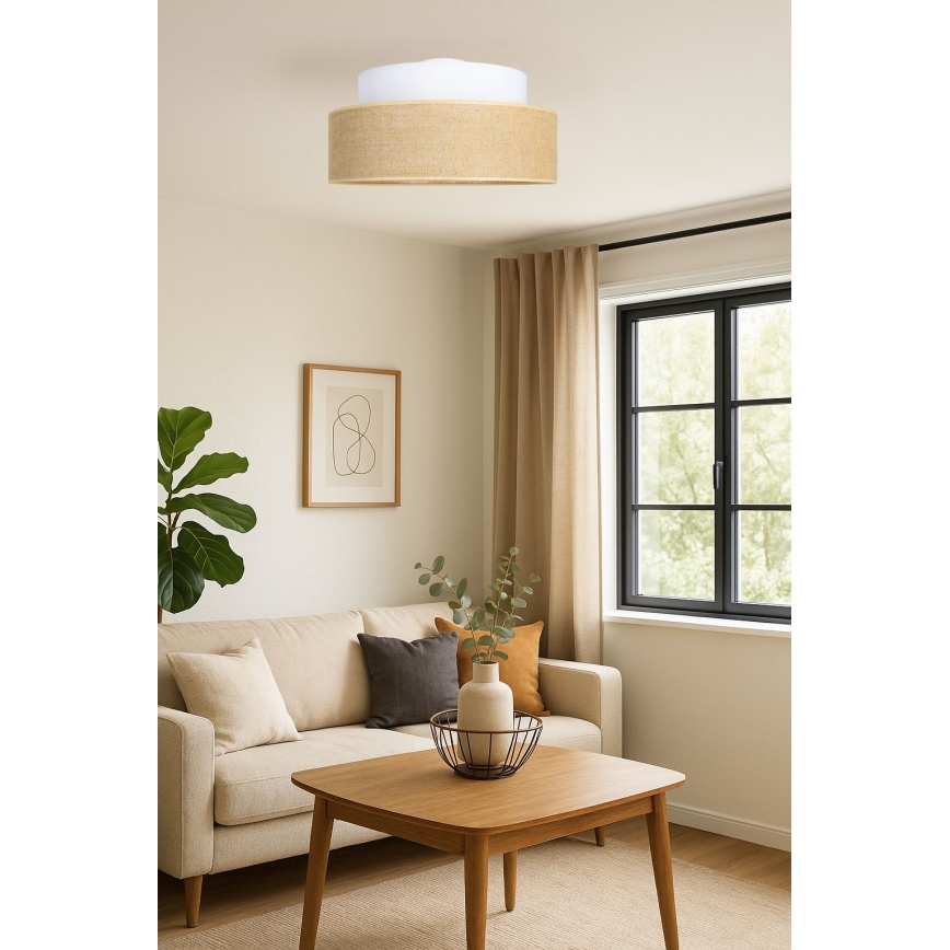 Plafonsko svetlo BOHO 1xE27/60W/230V prečnik 40 cm bela/bež