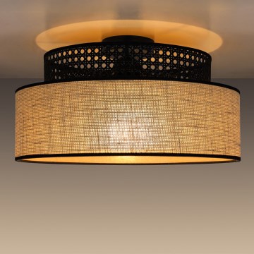 Plafonsko svetlo BOHO 1xE27/60W/230V prečnik 40 cm crna/ratan