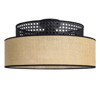 Plafonsko svetlo BOHO 1xE27/60W/230V prečnik 40 cm crna/ratan