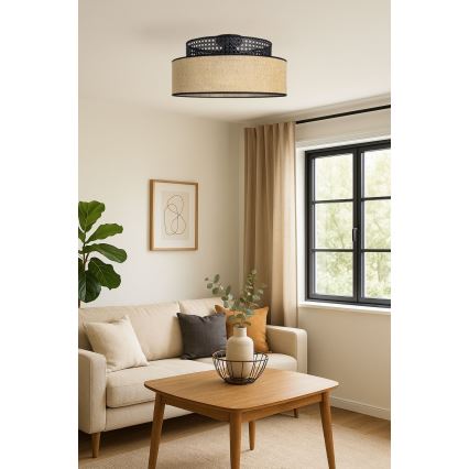 Plafonsko svetlo BOHO 1xE27/60W/230V prečnik 40 cm crna/ratan