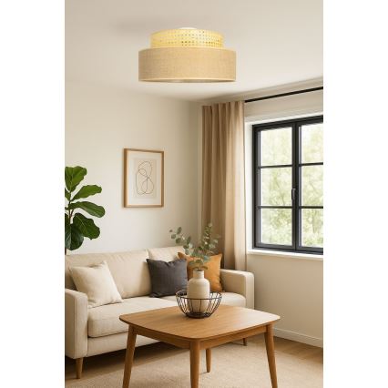 Plafonsko svetlo BOHO, 1xE27/60W/230V, prečnik 40 cm, od ratana