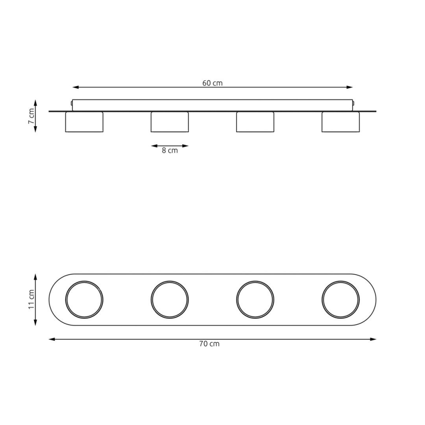 Plafonsko svetlo DIAZ 4xGX53/12W/230V crno