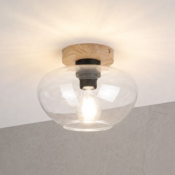 Plafonsko svetlo FLO WOOD 1xE27/15W/230V hrast/prozirno Ø 22 cm