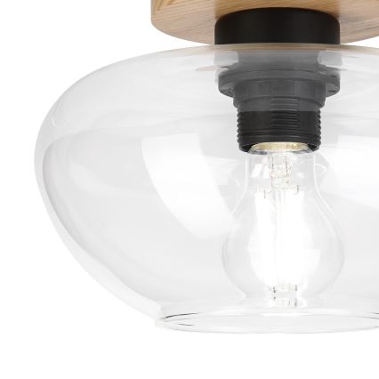 Plafonsko svetlo FLO WOOD 1xE27/15W/230V hrast/prozirno Ø 22 cm