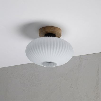 Plafonsko svetlo HARMA WOOD 1xE27/15W/230V hrast/bela prečnik 25 cm