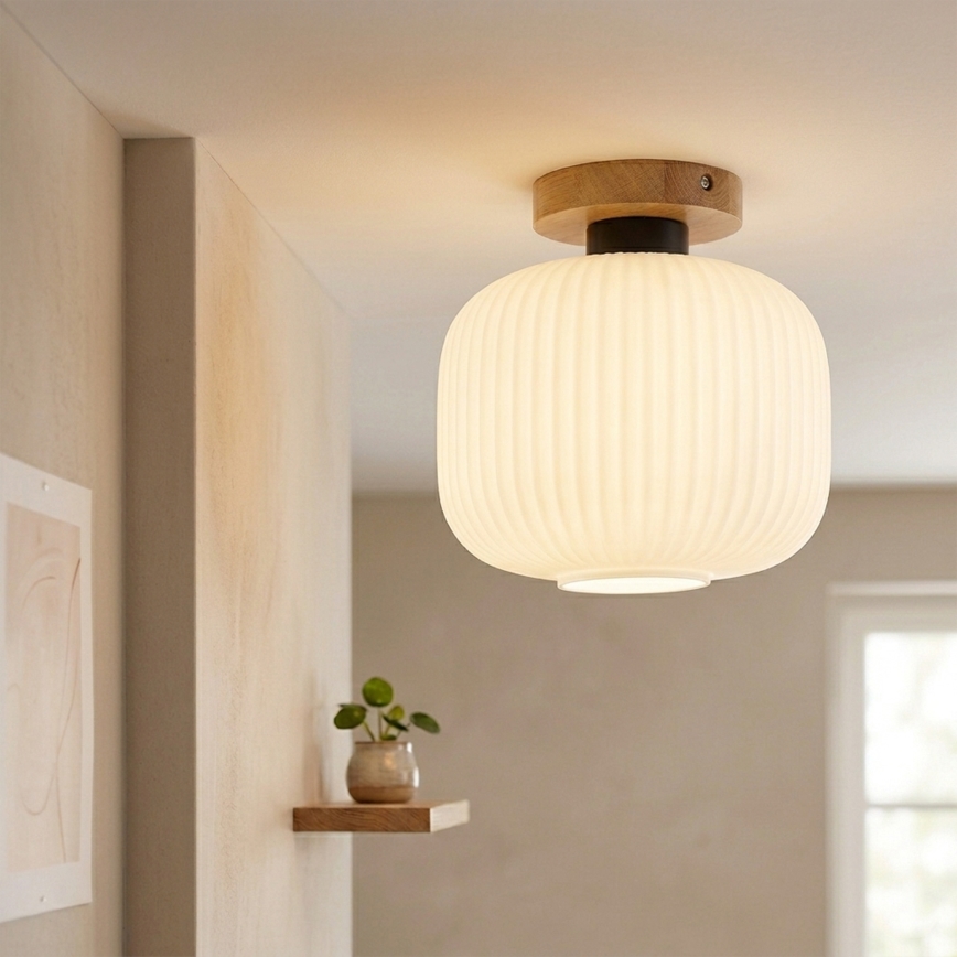 Plafonsko svetlo HARMA WOOD 1xE27/15W/230V hrast/bela prečnik 25 cm