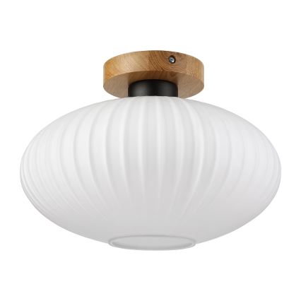 Plafonsko svetlo HARMA WOOD 1xE27/15W/230V hrast/belo, prečnik 30 cm
