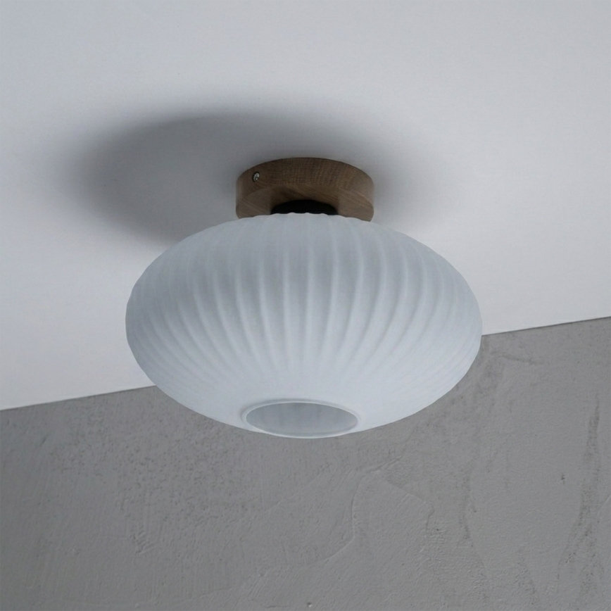 Plafonsko svetlo HARMA WOOD 1xE27/15W/230V hrast/belo, prečnik 30 cm