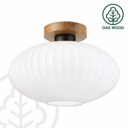 Plafonsko svetlo HARMA WOOD 1xE27/15W/230V hrast/belo, prečnik 30 cm