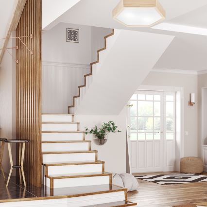 Plafonsko svetlo HEX NATURAL 2xE27/60W/230V, prečnika 43 cm, od borovine