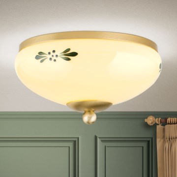 Plafonsko svetlo LANDHAUS 1xE27/60W/230V, prečnik 21 cm, mesing/bež