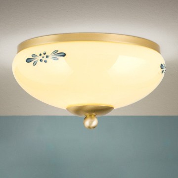 Plafonsko svetlo LANDHAUS 1xE27/60W/230V, prečnik 21 cm, mesing/bež/plava
