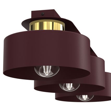 Plafonsko svetlo MARTI 3xE27/15W/230V 68x20,5 cm bordo/zlatna