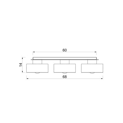 Plafonsko svetlo MARTI 3xE27/15W/230V 68x20,5 cm bordo/zlatna