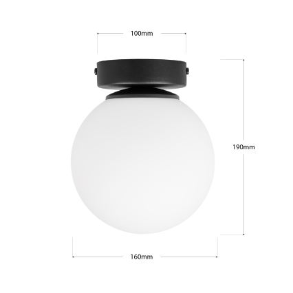 Plafonsko svetlo MOONLIGHT 1xE27/15W/230V prečnika 16 cm crno