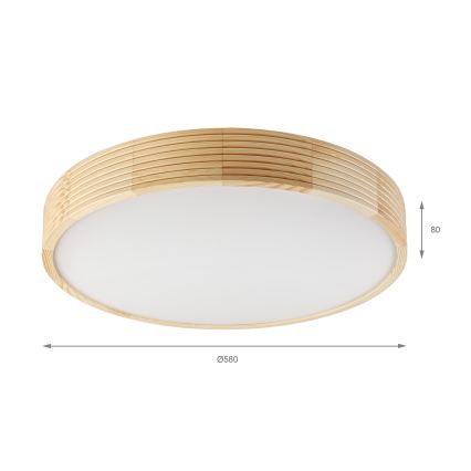 Plafonsko svetlo NATURAL MODERN 4xE27/15W/230V prečnik 58 cm borovina